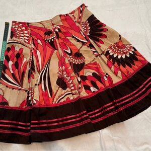 Worthington Red Mini Skater Skirt Pleated Resort Wear